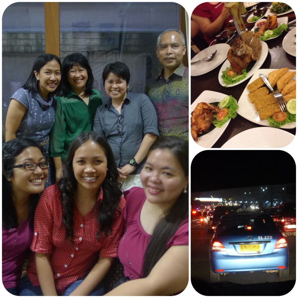 With Tito Romy and Tita Beth, our last Indonesian dinner and...Jakarta traffic. 