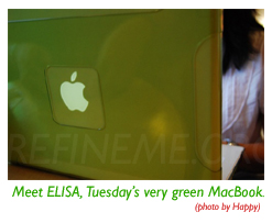 Elisa, Tuesday's MacBook with green crystal case